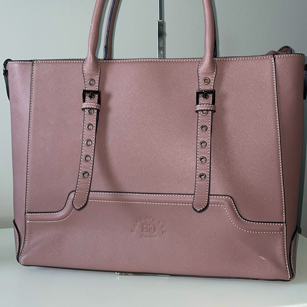 Leather Tote Bag in Dusty Rose - Timeless Women's Work Tote